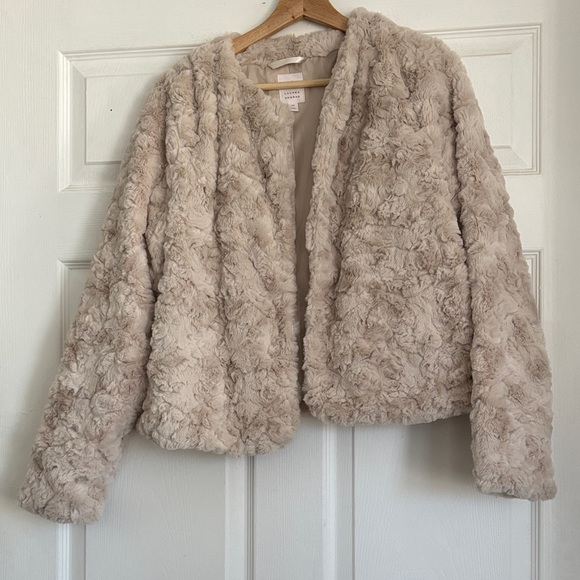 LC Lauren Conrad Plush Teddy Jacket in Soft Beige - Picture 1 of 4